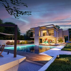 luxury modern villa pool spacious garden high resolution